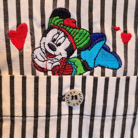 Disney vintage retro Mickey Minnie cotton oxford button down blouse M - Picture 5 of 10